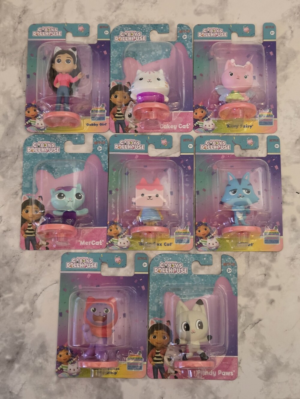 DreamWorks Gabby's Dollhouse  - 8 Piece Set -  Assorted Pink/Blue/Purple